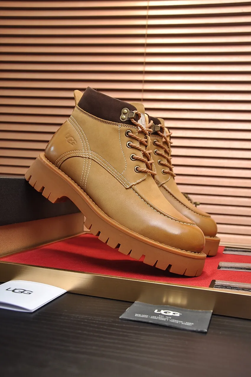 Men's shoes 💰640💶 [UGG] (full wool lining) top-end high-quality fur-in-one warm snow boots from Australia's warm luxury brand men's shoes, UGG-5877 official website synchronized, made of imported cowhide, carefully sewn...Imported rubber foam outsole (comfortable, soft, wear-resistant) The quality is really great...Exquisite workmanship, you can't put it down at first sight, available in sizes 39-44